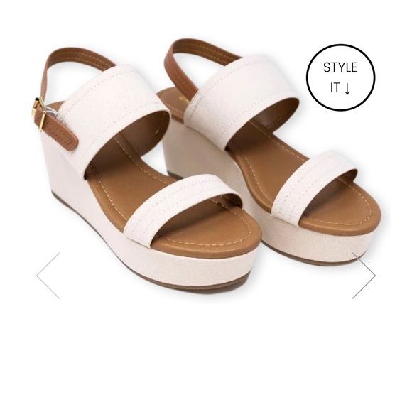 NWT BEIGE LINEN LOW HEEL WEDGE SZ 8 - Picture 9 of 9